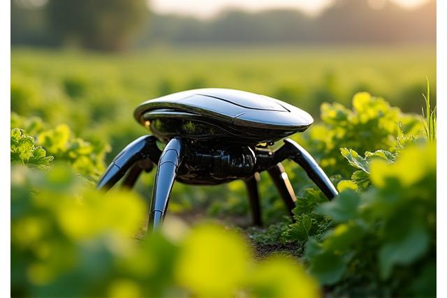 Robot insectoïde s'orientant dans un champ